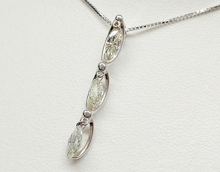 宝石鑑別書付】K18WG ダイヤ1.00ct 約〜45cm 総重量約4.1g ネックレス