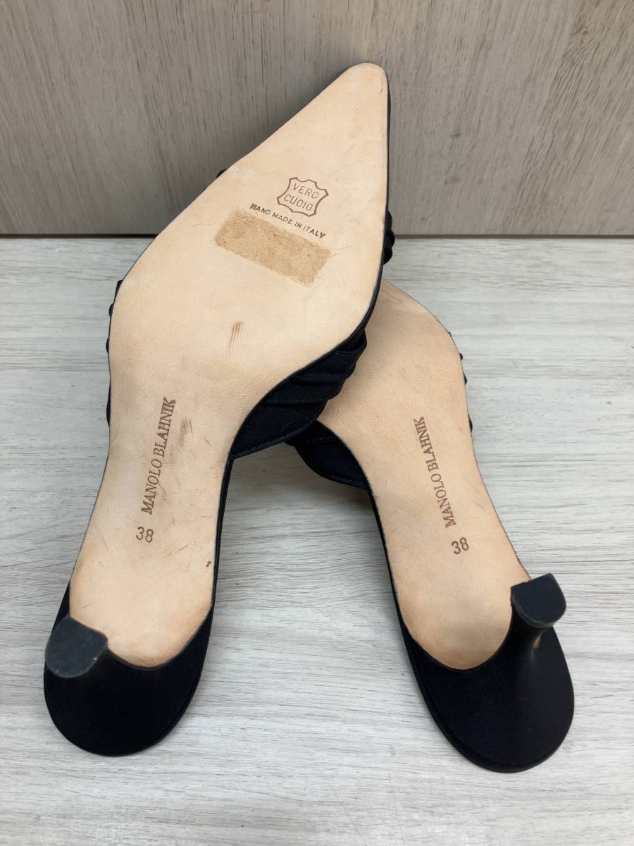 MANOLO BLAHNIK マノロブラニク リボン パンプス サンダル ミュール【EU:38/ 約25.0cm】保存袋有り レディース【イタリア製】エレガント_画像5