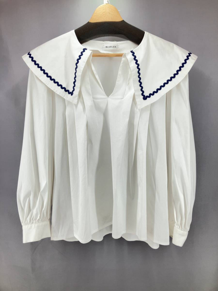 ★ BLUELEA ブルレア 長袖ブラウス セーラーカラーシャツ 112035 サイズF ホワイト 通年
