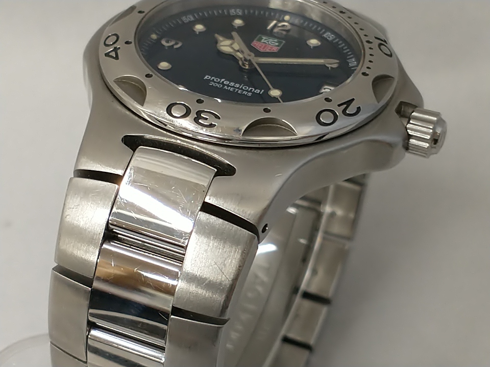 【1円スタート】タグ・ホイヤー TAG HEUER WL1112 PQ2001 キリウム プロフェッショナル 青文字盤 デイト 3針 クォーツ メンズ 腕時計の画像3