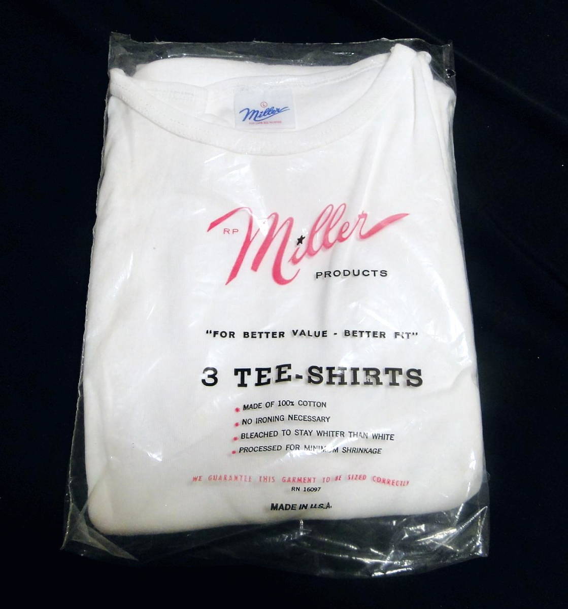 90's ミラー リブT L-SIZE SHORT SLEEVE 3PACK（3枚） CREW TEE 3Pパック デッドストック 送料込