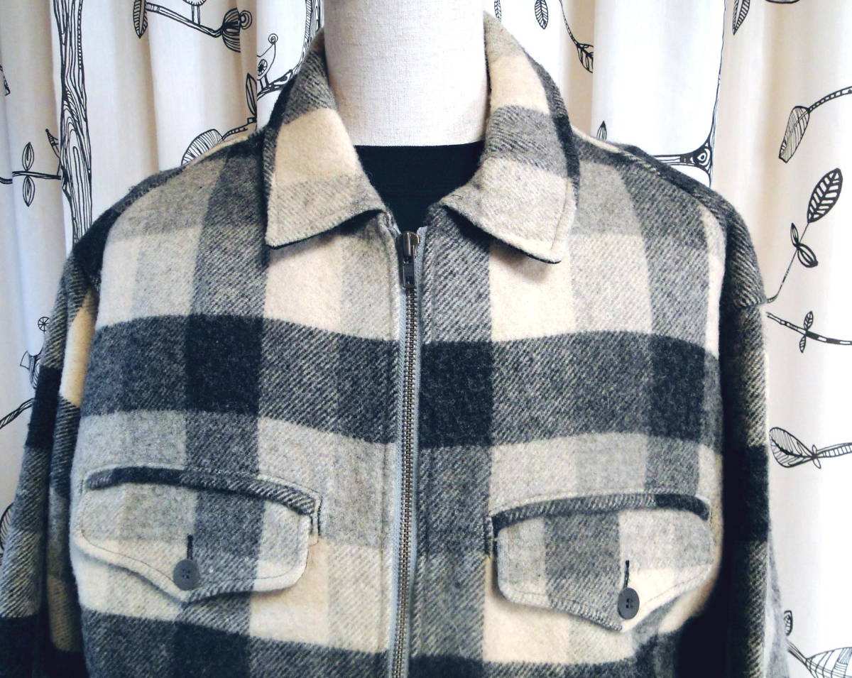 90's WoolRich ウールリッチ アメリカンジャケット Made in U.S.A.(グレー×ブラック) バッファローチェック  デッドストックク 送料込