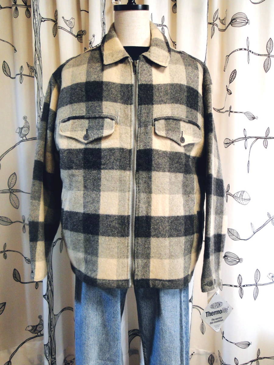 90's WoolRich ウールリッチ アメリカンジャケット Made in U.S.A.(グレー×ブラック) バッファローチェック  デッドストックク 送料込