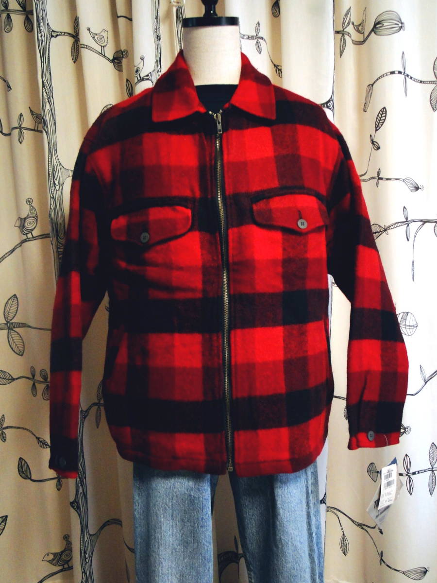 's WoolRich ウールリッチ アメリカンジャケット Made in U.S.A.レッド×ブラック バッファローチェック  デッドストックク 送料込