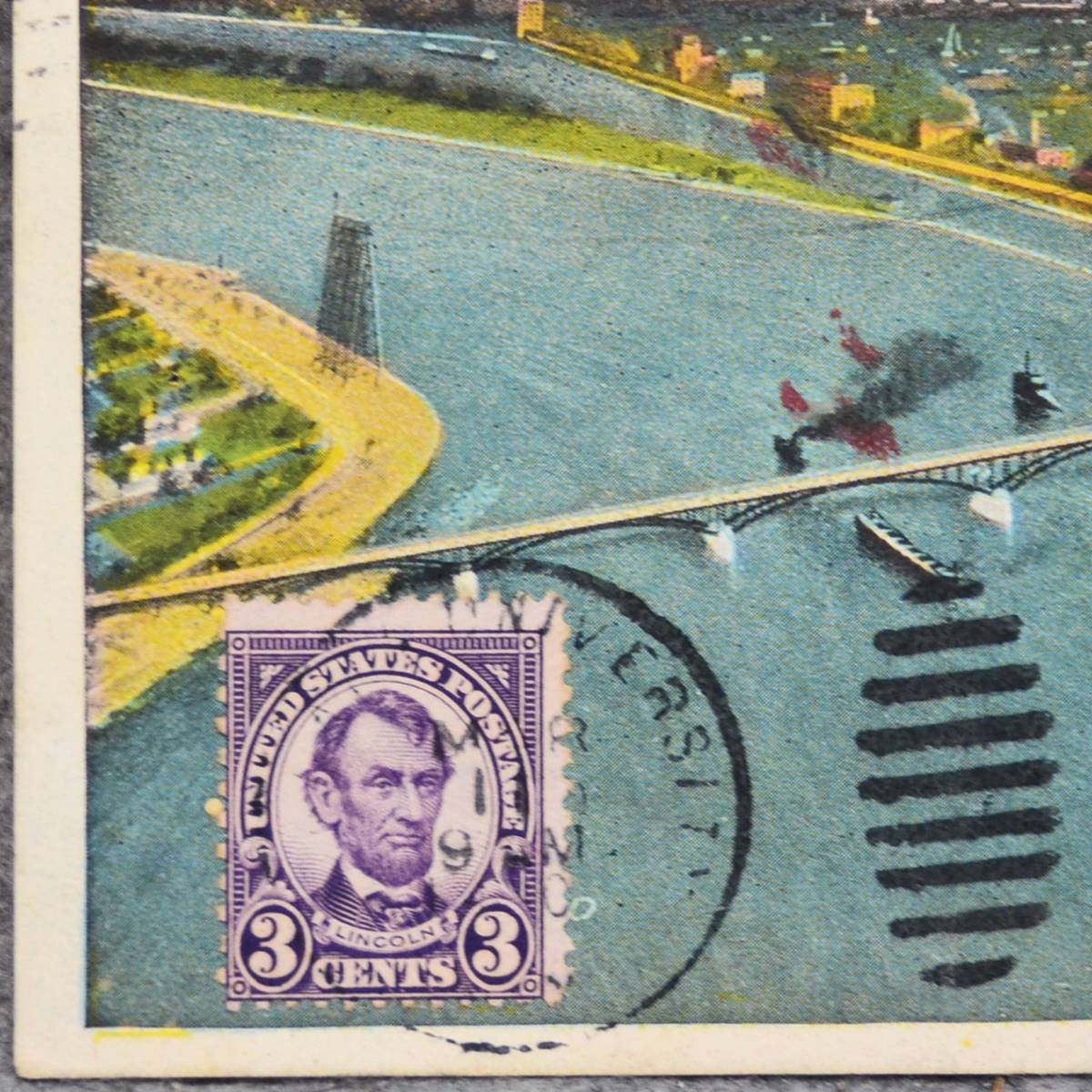 エンタイヤ 古い絵はがき PEACE BRIDGE,BUFFALO,M.Y 消印1930年 詳細不明 アメリカ 切手_画像2