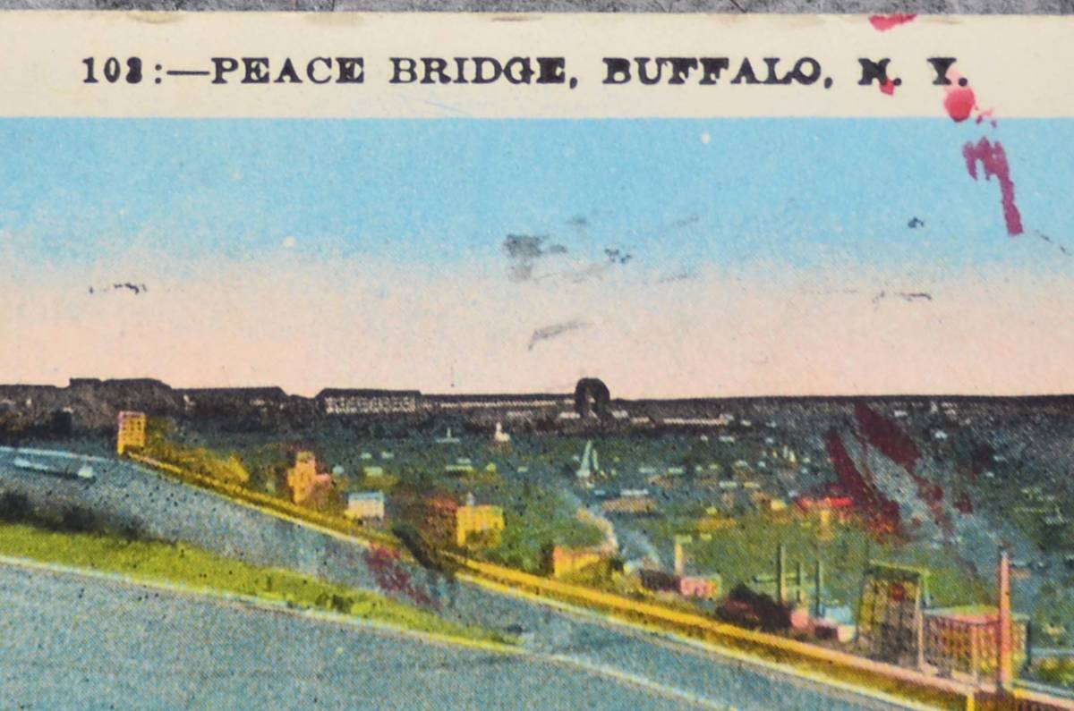 エンタイヤ 古い絵はがき PEACE BRIDGE,BUFFALO,M.Y 消印1930年 詳細不明 アメリカ 切手_画像3