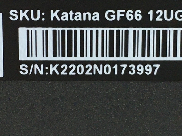 Micro Star Katana GF66 12UGS 15.6型 ノート PC i7-12700H NVIDIA GeForce RTX 3070 32GB SSD 1TB Win 11 Pro 中古 T7997515_画像9