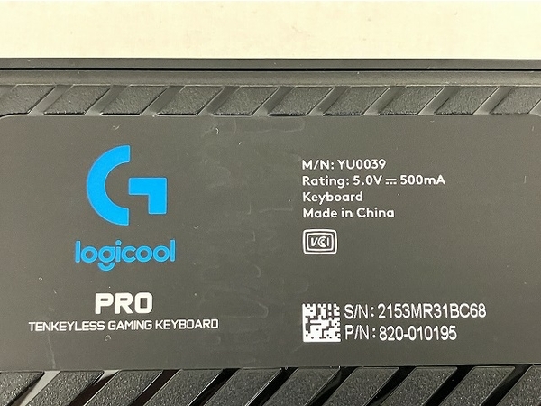 logicool YU0039 PRO テンキーレス ゲーミング キーボード ロジクール PC周辺機器 家電 中古 T8192135_画像7