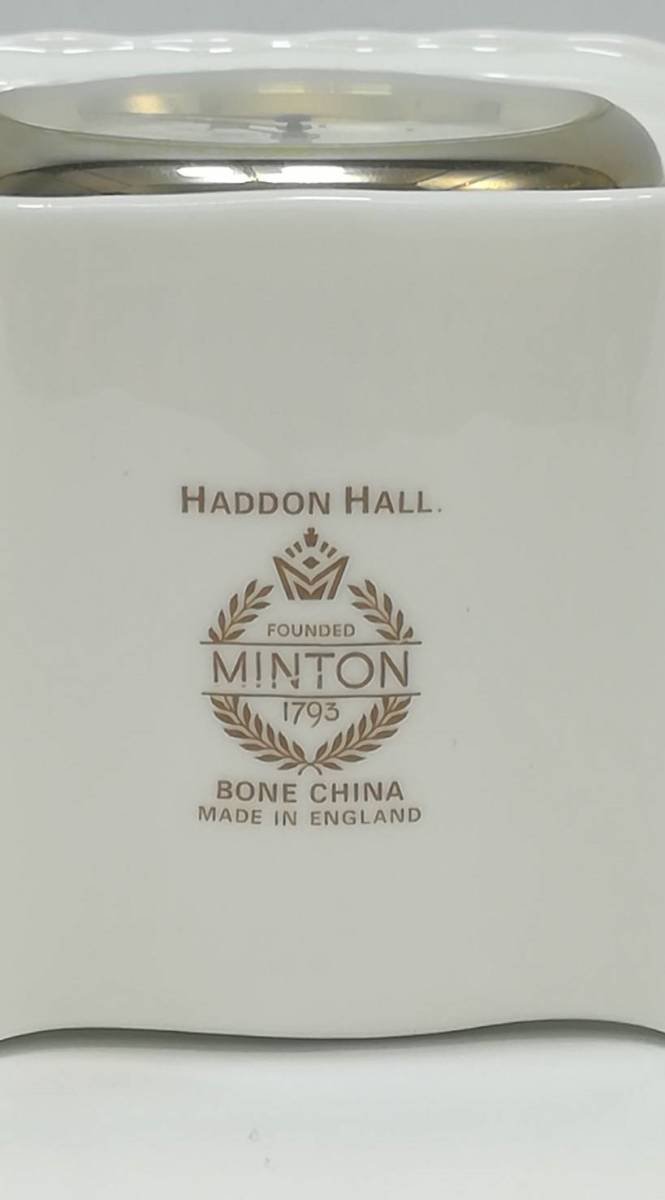 348 MINTON ミントン 花柄 置時計 QUARTZ クォーツ 置き時計 HADDON HALL 陶器 動作中 インテリア 飾り おしゃれ時計_画像7