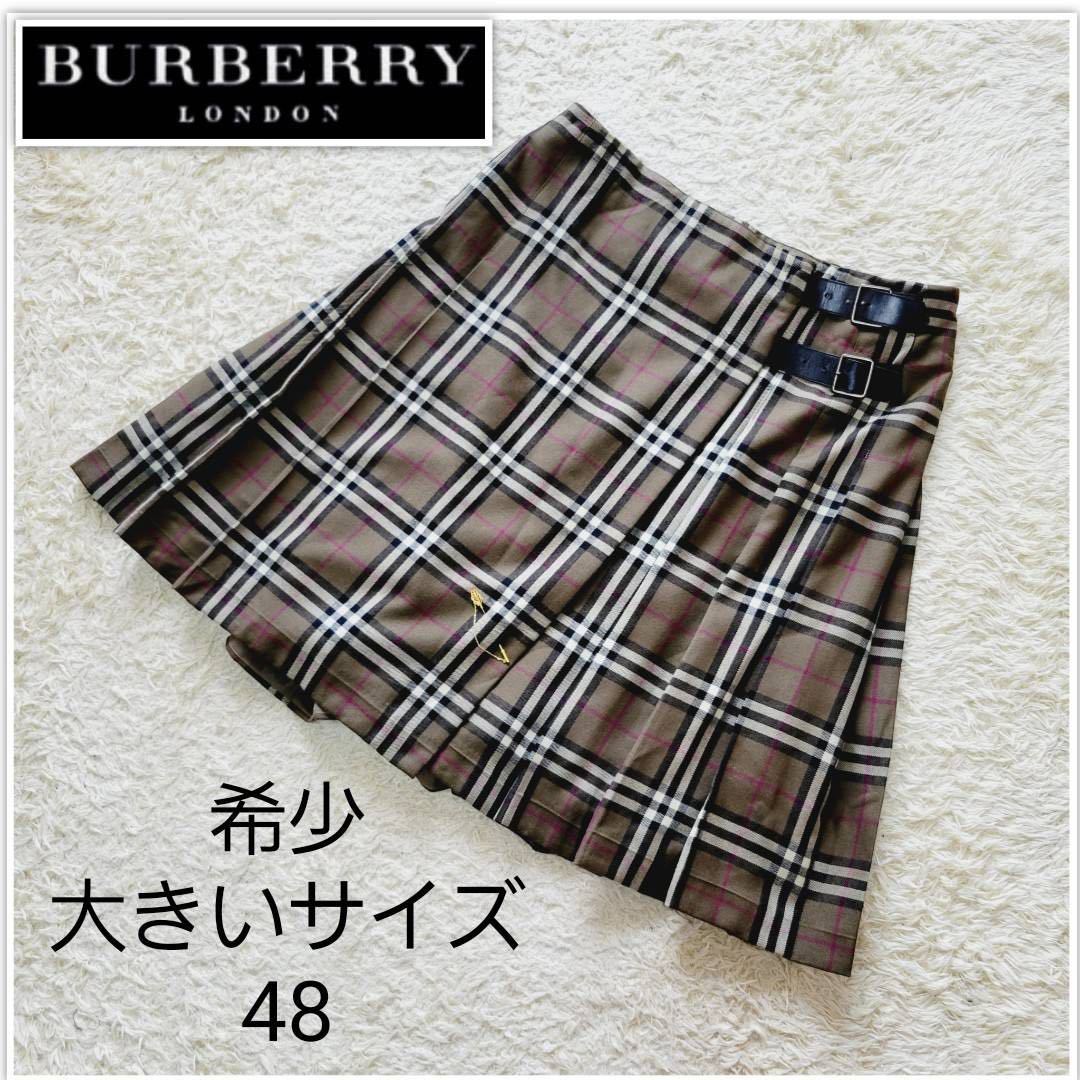 【大きいサイズ48 4XL】バーバリー　ベルト付き　ノバチェック　ラップスカート BURBERRY　London　巻きスカート　台形スカート_画像1