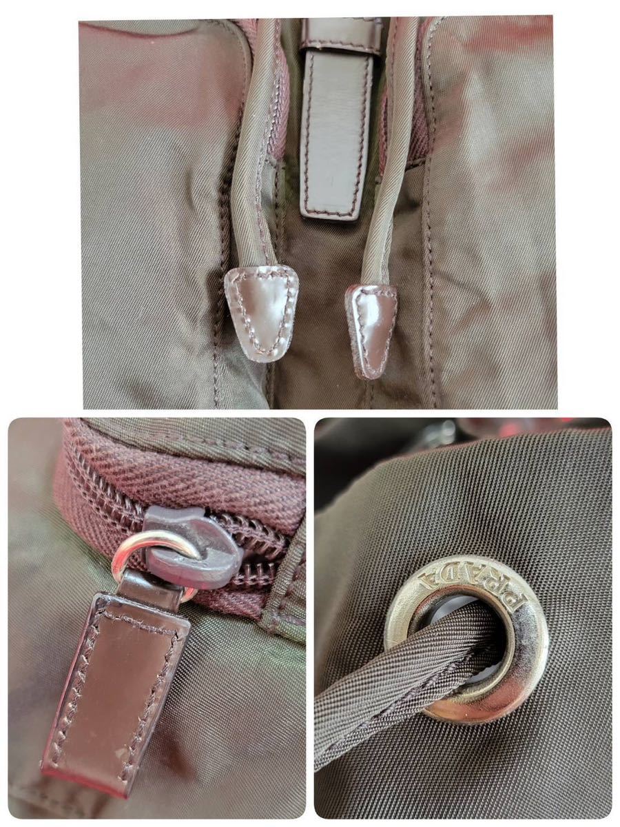 PRADA プラダ トライアングルプレート 三角ロゴ ナイロン リュック カーキ 白タグ プラダリュック ナイロンリュック カーキ