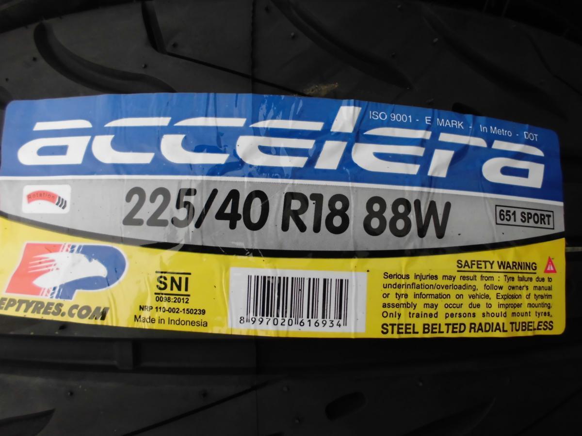 225/40R18(TREAD200) 2本セット アクセレラ 651SPORT 未使用品 accelera 沖縄県・離島発送不可_画像2