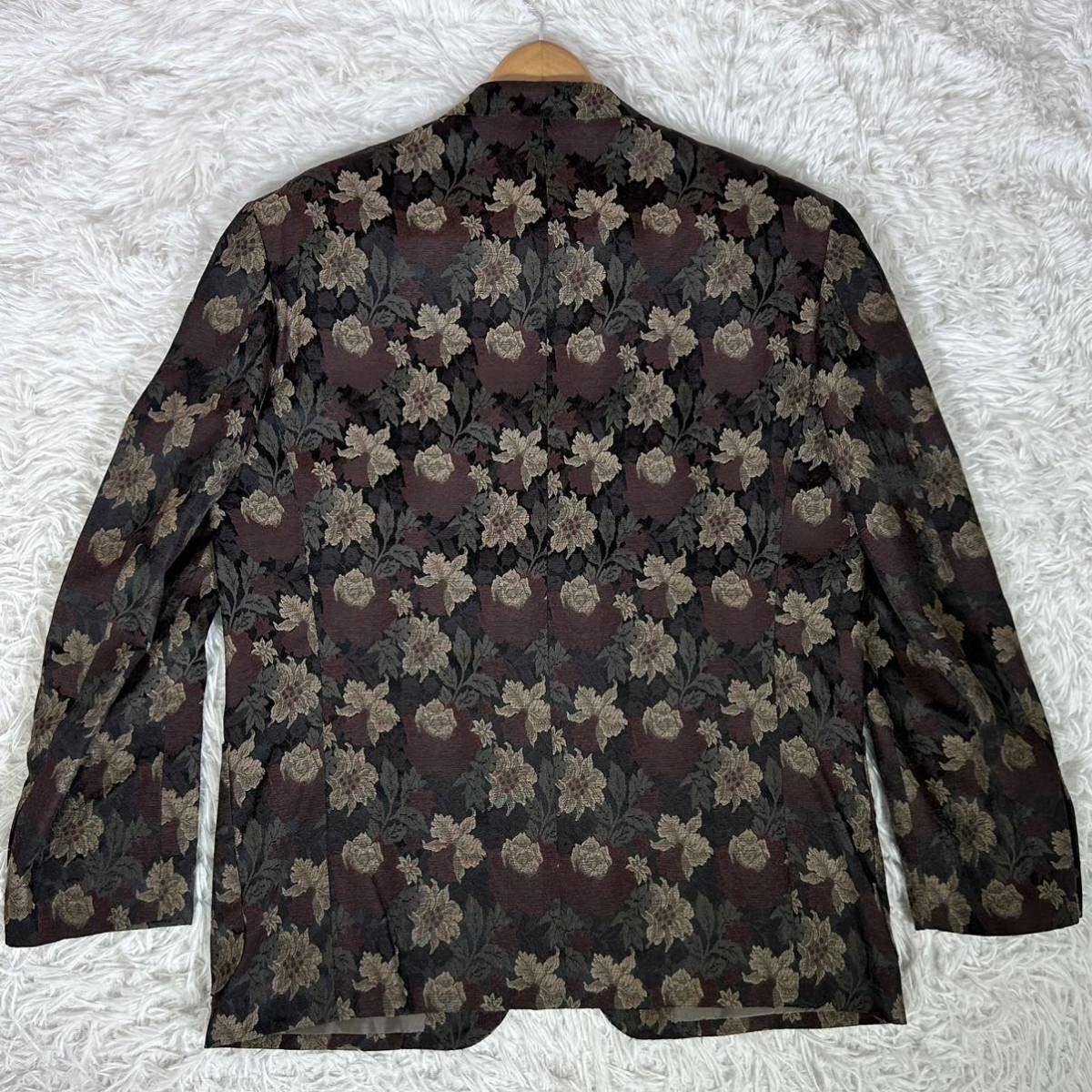 90s[ редкий ]TAKEO KIKUCHI JACKETS Takeo Kikuchi tailored jacket 3B уровень возврат . необшитый на спине цветочный принт общий рисунок Jaguar do вышивка 2(M) размер мужской 