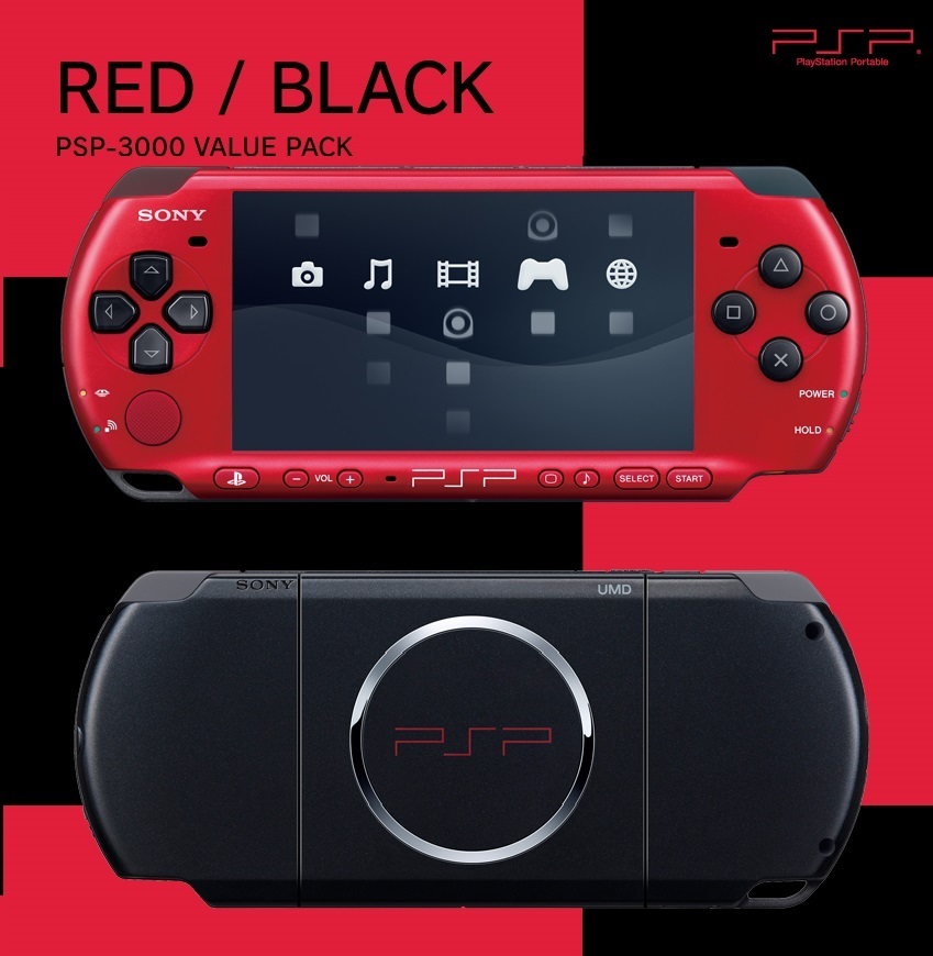 ☆新品同様☆ PSP - 3000 希少色 レッドブラック SONY 美品 メモリースティック付 本体 red black × 新品 未使用 _画像1