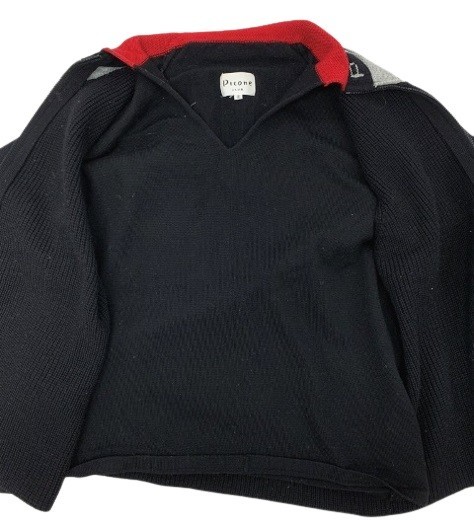 r2_1246 美品 ピッコーネクラブ ゴルフ カーディガンベスト付きロングTシャツ ウール100% ブラック系 サイズⅡ_画像5