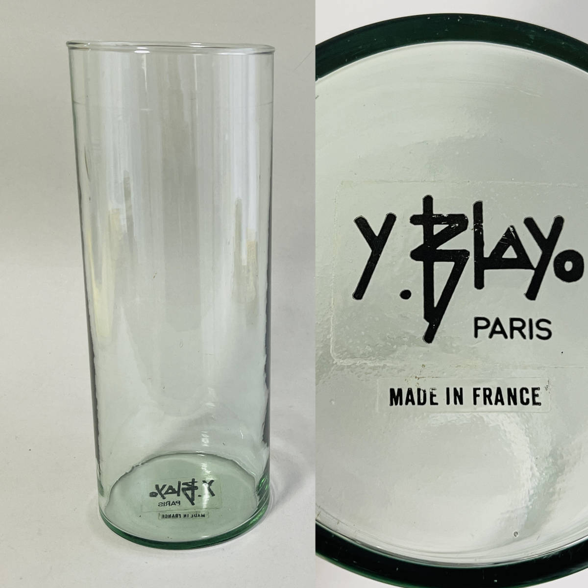 y.Blayo フランス製 円筒花瓶 A10 PARIS ガラス フラワーベース_画像1