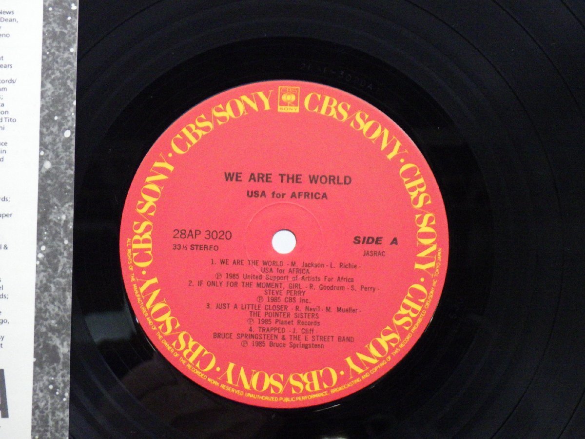 【帯付】Michael Jackson / Stevie Wonder / Diana Ross 等「We Are The World」LP/CBS/SONY(28AP3020)_画像2