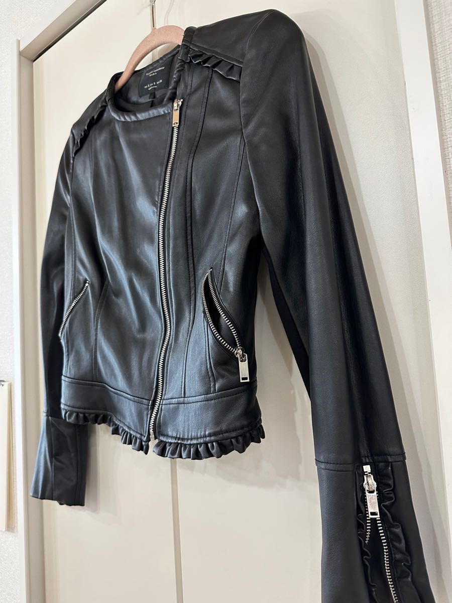 ZARA レザー風ジャケット S ブラウン ラムレザー 羊革|PayPayフリマ
