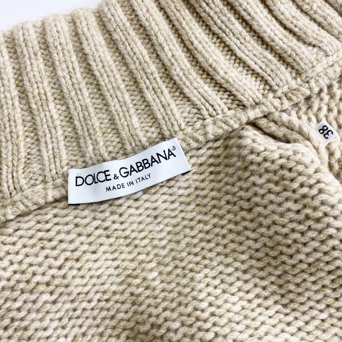 Kj28 イタリア製 DOLCE & GABBANA ドルチェ&ガッバーナ ニットジャケット 38 ベージュ レディース ドルガバ トップス 長袖 アウター ウール_画像7