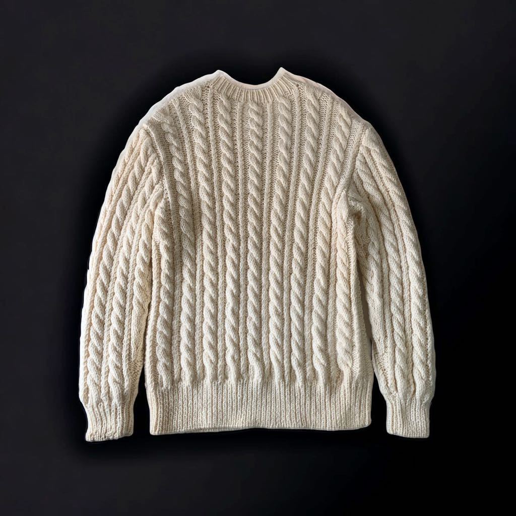 海外購入 VINTAGE HAND KNIT セーター 手編み ハンドニット アランニット ケーブル編み フィッシャーマン ビンテージ 古着 男女兼用_画像2