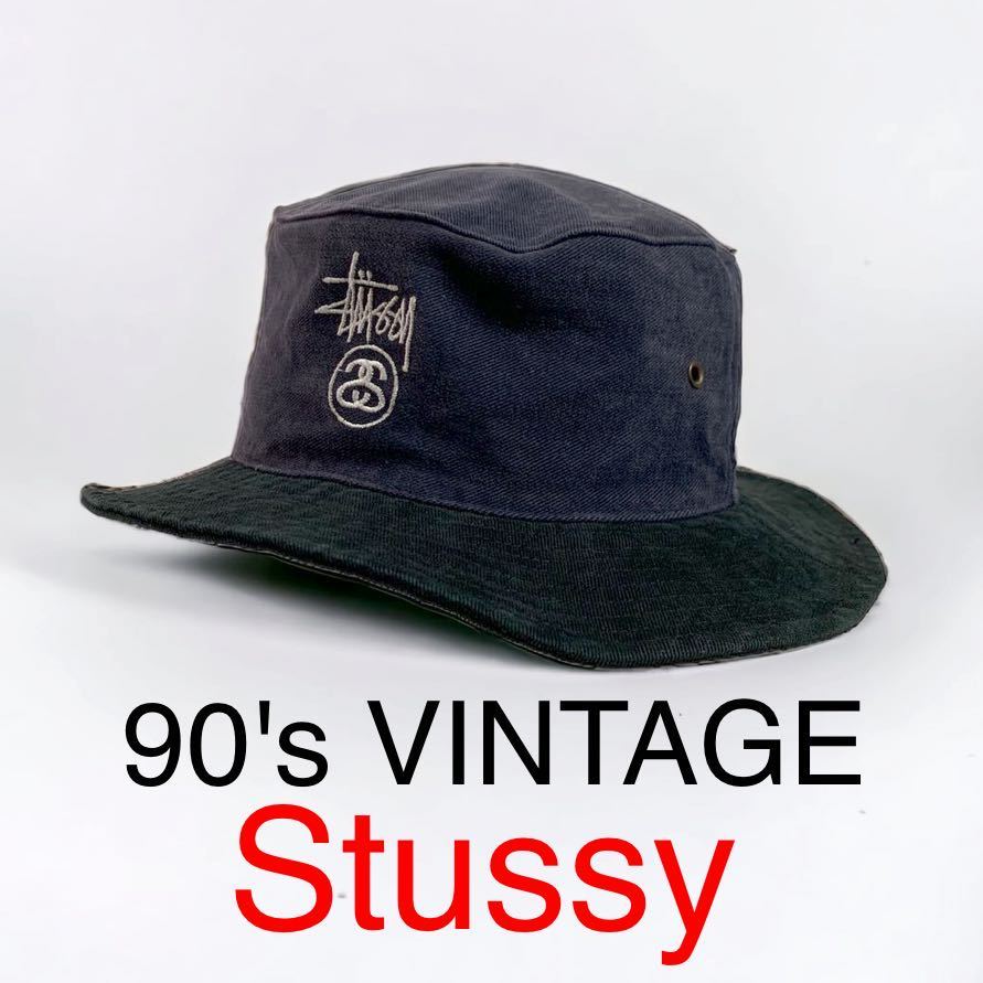 90's VINTAGE stussy ショーンフォント シャネル SSリンク バケットハット 帽子 stussyhats STUSSY 90年代 ビンテージ ステューシー CAP_画像1