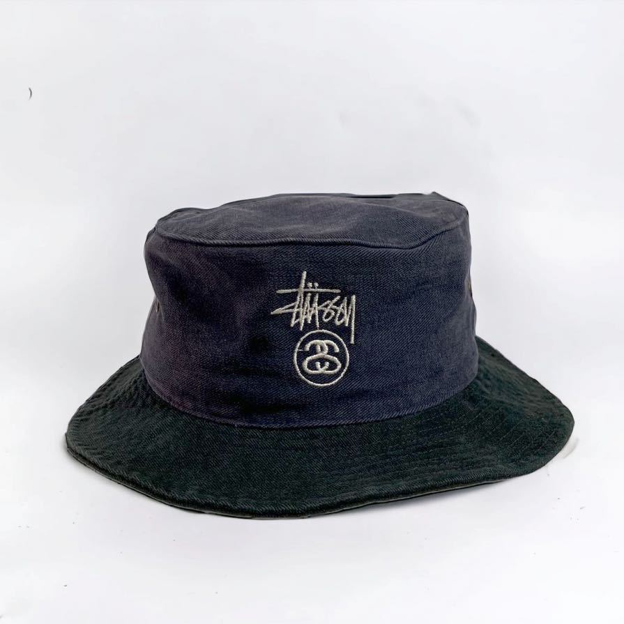 90's VINTAGE stussy ショーンフォント シャネル SSリンク バケットハット 帽子 stussyhats STUSSY 90年代 ビンテージ ステューシー CAP_画像2