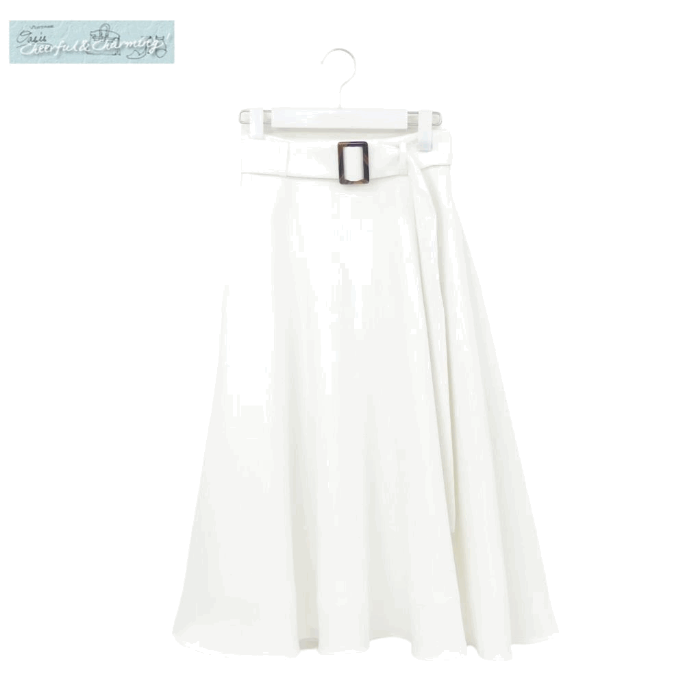 ADEAM ベルトAラインスカート 4 XSサイズにお直しあり ホワイト ポリエステル '20年商品 41634
