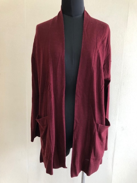 * regular price 2 ten thousand UNTITLED Untitled silk cashmere . long cardigan 0* dark red 