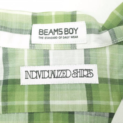 INDIVIDUALIZED SHIRTS x BEAMS BOY インディビジュアライズドシャツ 別注 チェックワイドワンピース グリーン シャツ 長袖 開襟 g13766_画像4