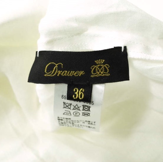 Drawer ドゥロワー 日本製 ポケットショートスリーブブラウス 6521-299-0685 36 ホワイト 半袖 リネン プルオーバー シャツ g13246_画像3