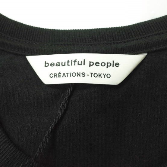 新品 beautiful people ビューティフルピープル 22AW suvin MVS big name enb T-shirt ロゴ刺繍 Tシャツ 1245310407 170 BLACK g12551_画像5