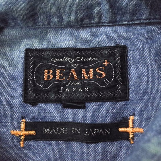 BEAMS PLUS Beams plus made in Japan car n blur - button down shirt 11-11-2238-139 XS blue long sleeve BD tops g13237