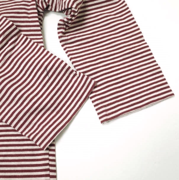 pyjama clothing ピジャマクロージング ベルギー製 七分袖UネックボーダーTシャツ Free レッド カットソー トップス g12966_画像5