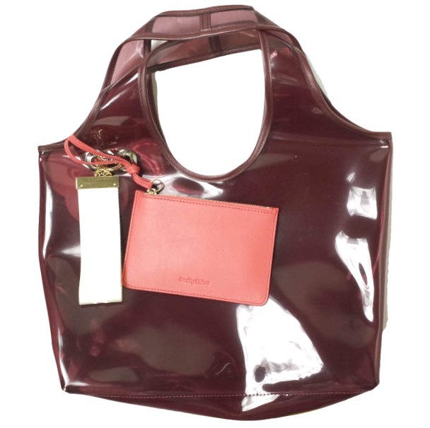 新品 SEE BY CHLOE シーバイクロエ PVC HAND BAG ポリ塩化ビニールクリアハンドバッグ チャーム＆ポーチ付き S992593N Dark Red g12791