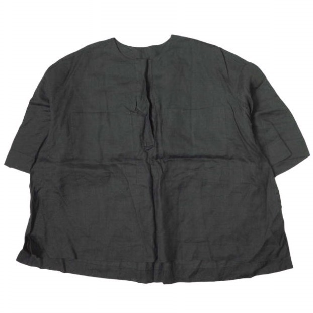 Drawer ドゥロワー 日本製 ポケットショートスリーブブラウス 6521-299-0685 36 ブラック 半袖 リネン プルオーバー シャツ g13245