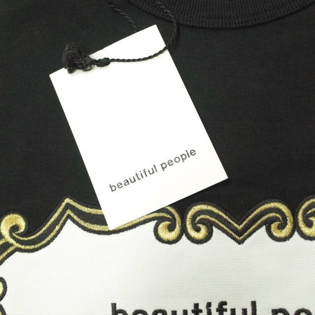 新品 beautiful people ビューティフルピープル 22AW suvin MVS big name enb T-shirt ロゴ刺繍 Tシャツ 1245310407 170 BLACK g12551_画像4