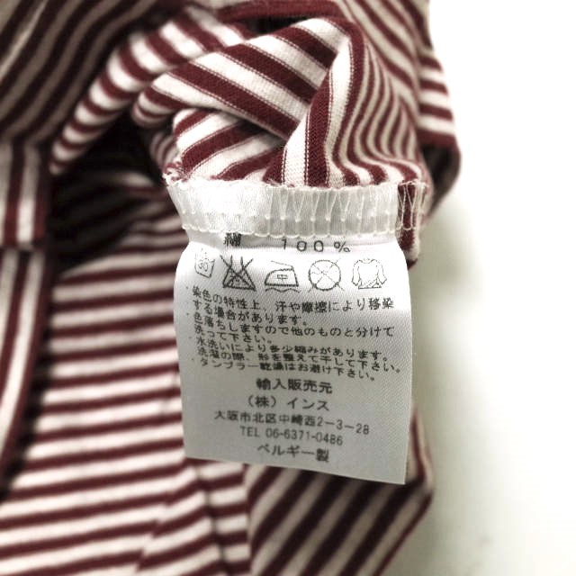 pyjama clothing ピジャマクロージング ベルギー製 七分袖UネックボーダーTシャツ Free レッド カットソー トップス g12966_画像7