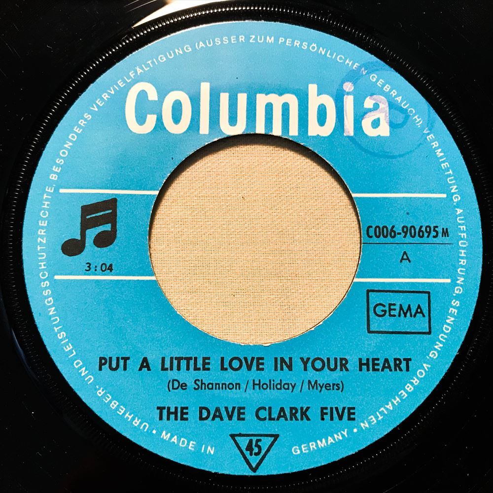 ◆ドイツORG◆ DAVE CLARK FIVE / PUT A LITTLE LOVE IN YOUR HEART ◆貴重ジャケット付き/COLUMBIA水色ラベル/マージービート_画像3