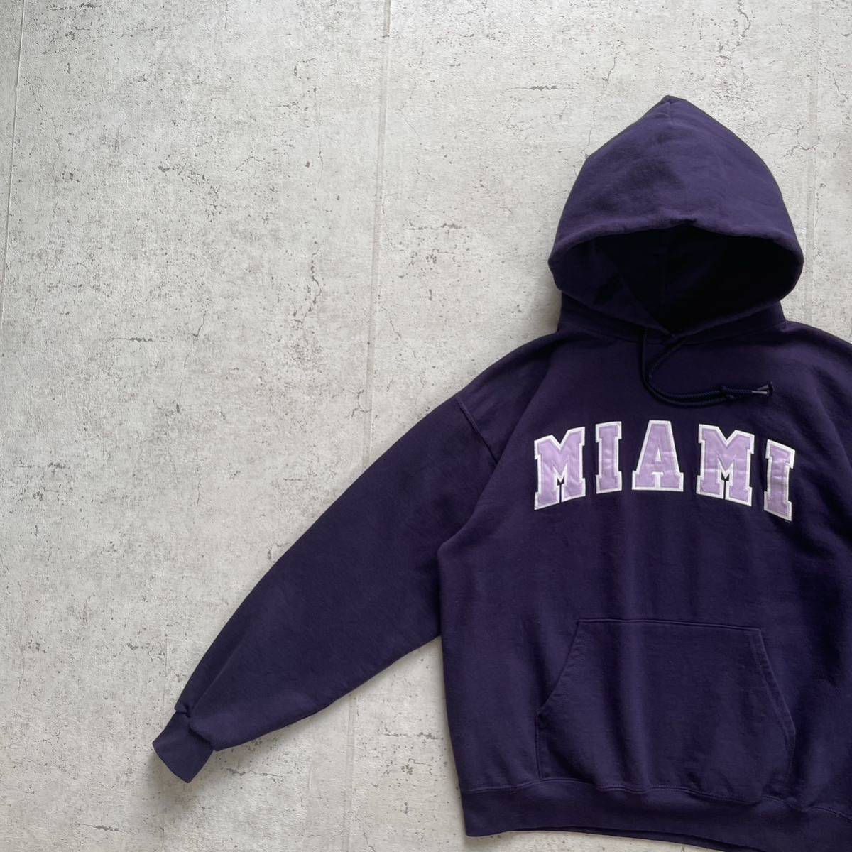 champion チャンピオン メキシコ製 カレッジロゴ MIAMI プルオーバー パーカー パープル M_画像1