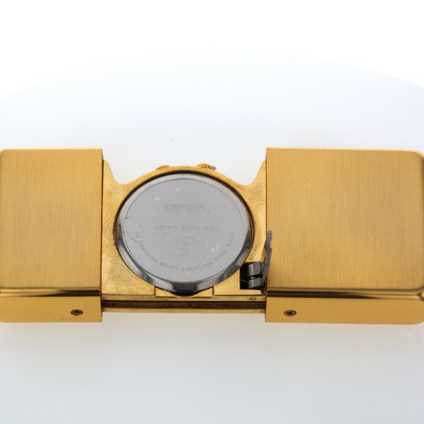 ジッポ ZIPPO ライター型 置時計 クオーツ ホワイト ゴールド 3針式 アラーム付き 【xx】【中古】4000017801700004_画像2