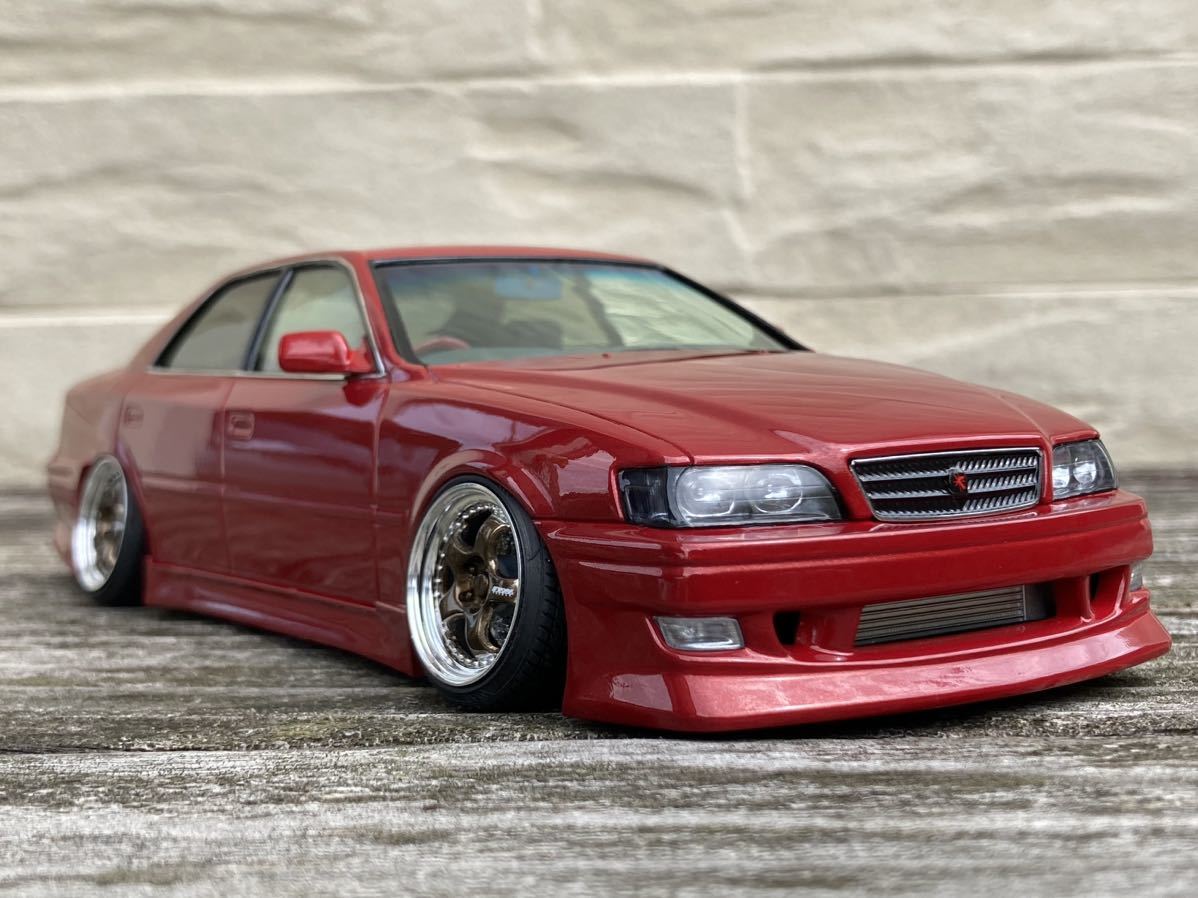 即決　アオシマ製1/24　完成品　JZX-100　チェイサー　ツアラーV　後期　VERTEX　ベルテックス　１JZ