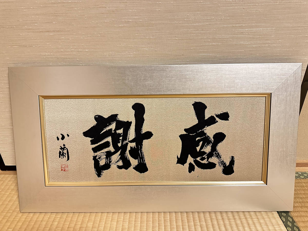 美品) 金澤翔子 感謝 ダウン症天才書家 小蘭 書道 額69cm×39cm 女流