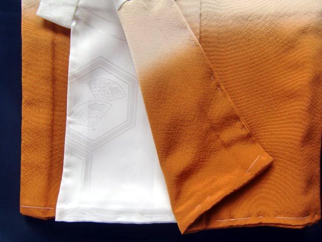 [ new goods ][ hand ....][ made in Japan ][ our shop original ][ free shipping ] man silk the first put on day . festival pine ... comb white ground beige ocher .. three . kimono 