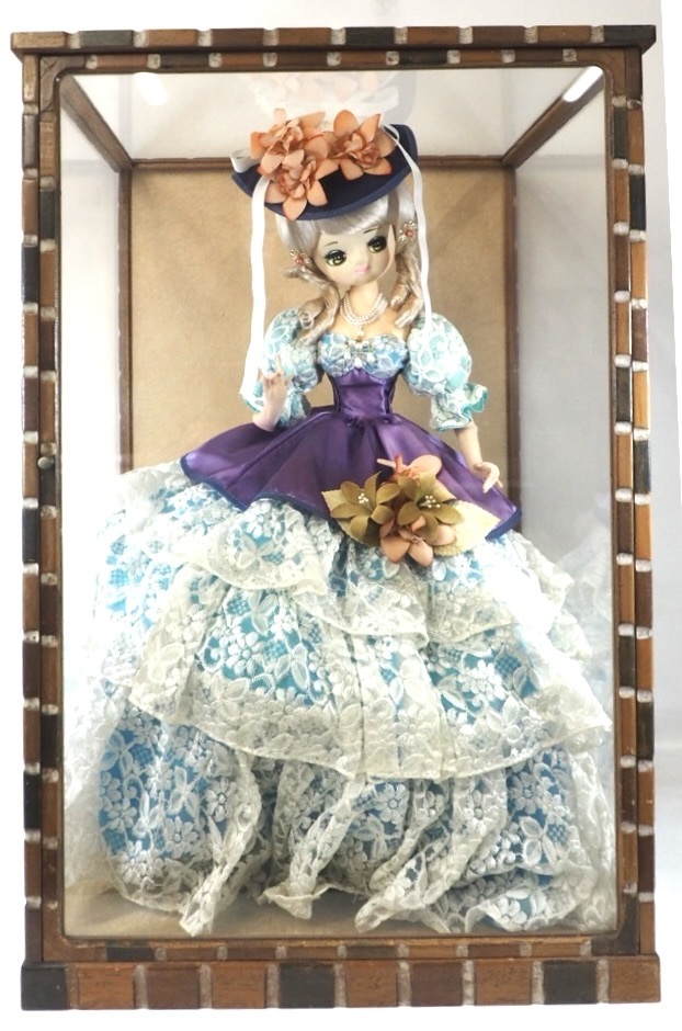 昭和ビンテージ スキヨ人形研究所 スキヨドール フランス人形 リボンドール人形 手作り人形 ガラスケース付き 1970年代 SKM510