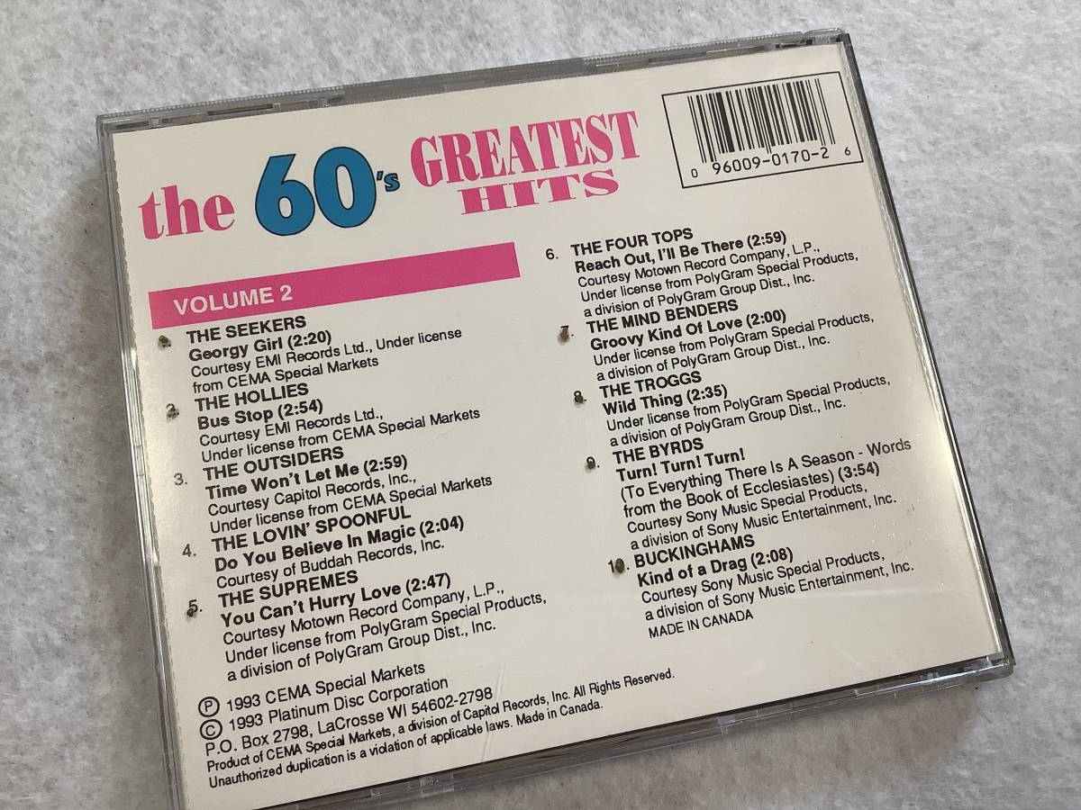 【洋楽オムニバスCD】 『The 60's Greatest Hits, Volume 2』◇THE SEEKERS Georgy Girl 他 S21-56981/CD-16522_画像3