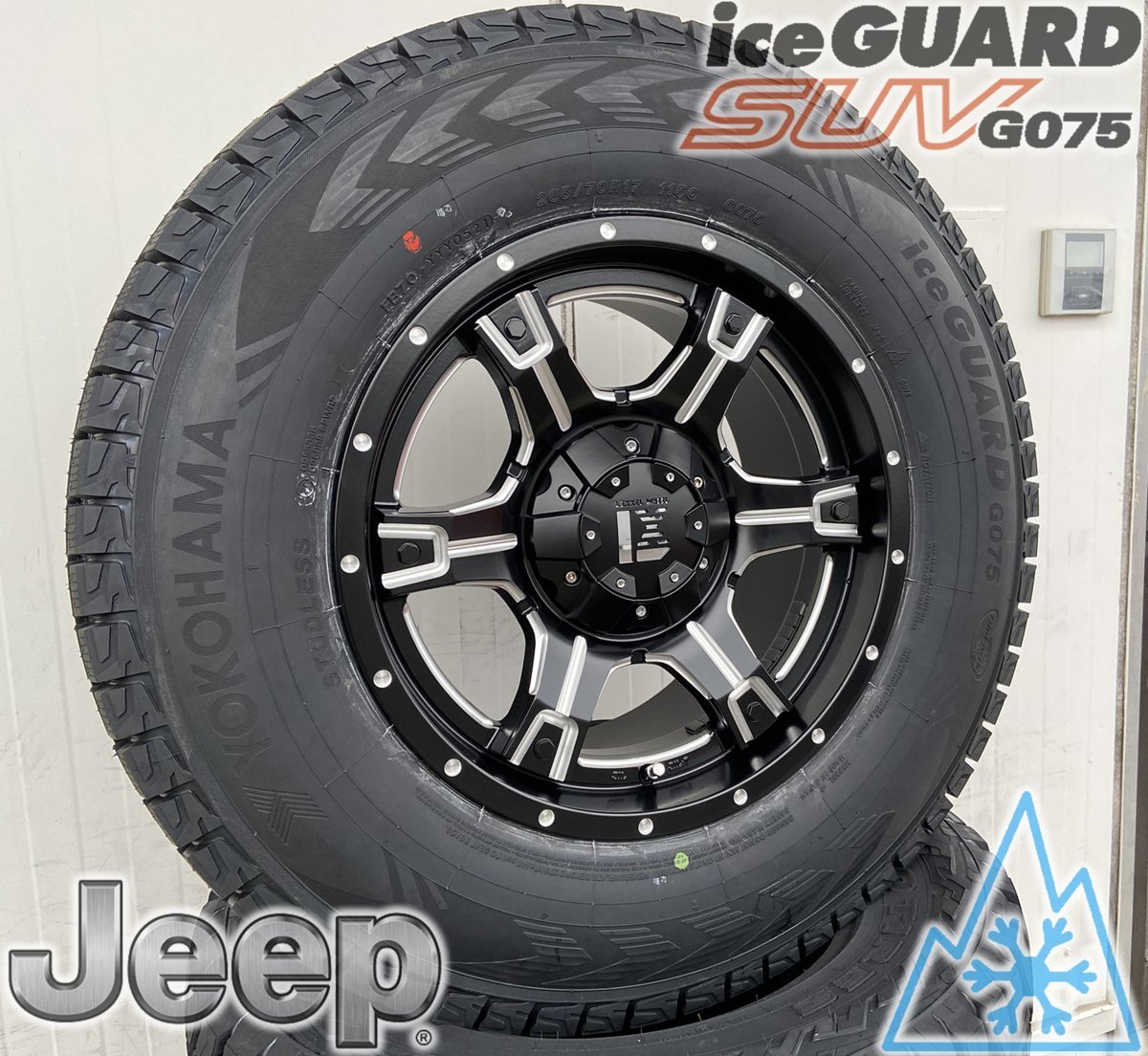 国産スタッドレス OutLaw JL JK ラングラー タイヤホイールセット ヨコハマ アイスガード G075 265/65R17 265/70R17 17インチ 4本セット_画像3