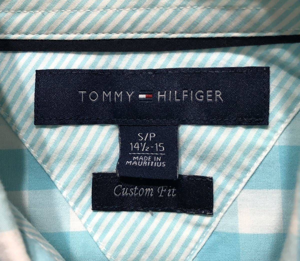 ● TOMMY HILFIGER トミー ヒルフィガー ● ロゴ フラッグ 刺繍 ギンガムチェック柄 長袖 ボタンダウン シャツ ホワイト×ライトブルー S_画像5