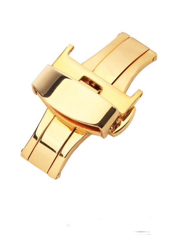腕時計 プッシュ式 Dバックル 尾錠 交換簡単 18㎜ ゴールド 新品未使用 B級品 NO.9_画像1
