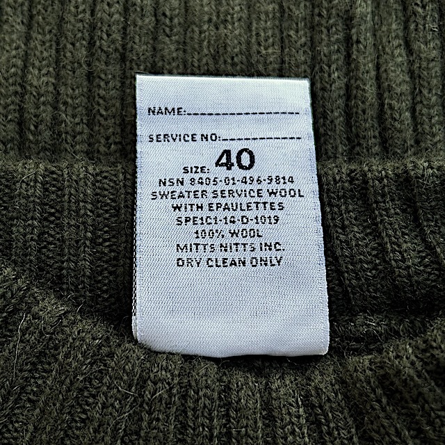 米軍 コマンド セーター SWEATER SERVICE　４０　美品　ミリタリー_画像4