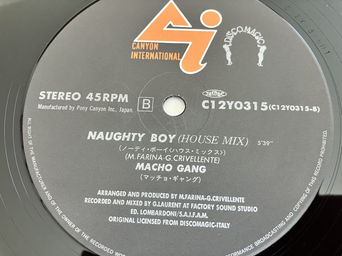 【良好品】マッチョ・ギャング MACHO GANG/ Naughty Boy (Long Mix,House Mix) 帯付12inch DISCMAGIC/キャニオン C12Y0312 EUROBEAT,Hi-NRGの画像6